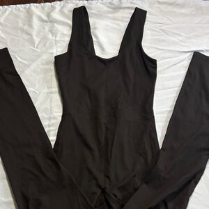 Black Sleeveless Jumpsuit - work out jumpsuit